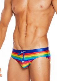 Tribe Rio Swim Brief Foil Rainbow Stripe