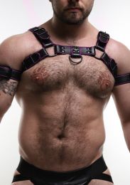 ruff GEAR Leather Bulldog Reflector Harness Black Purple