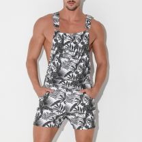 Code 22 Stretch Short Dungarees Charcoal