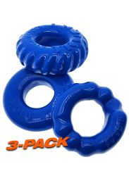 Oxballs BONEMAKER 3 Pack Assorted Cock Rings Pool Blue