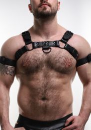 ruff GEAR Double Tone Leather Bulldog Harness Black