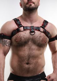 ruff GEAR Double Tone Leather Bulldog Harness Red Black