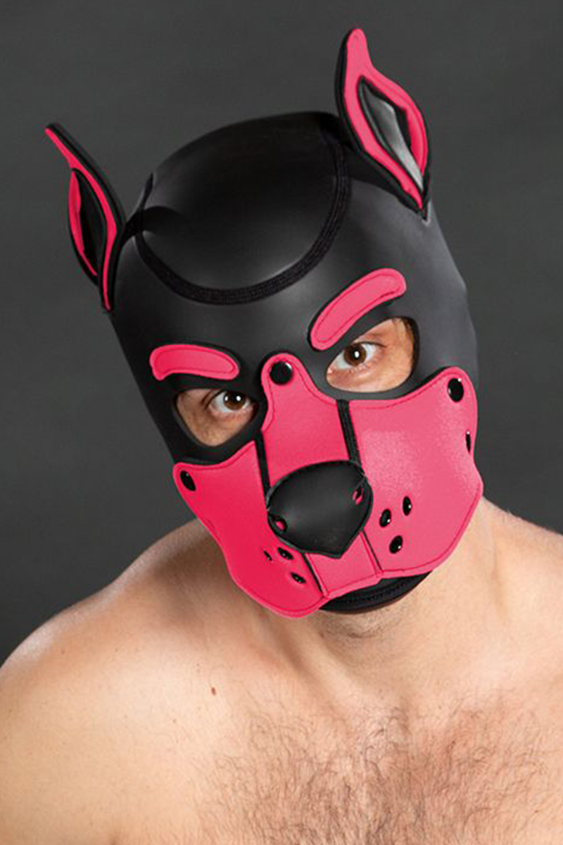Mr S Leather Neoprene K9 Puppy Hood Black Pink