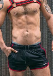 Mr S Leather Retro Running Shorts Red