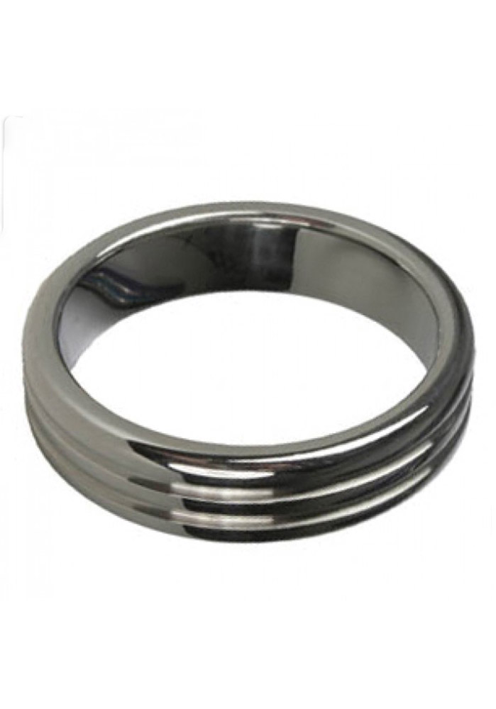 ruff GEAR Stainless Steel Ribbed Cock Ring Medium 50mm x 10mm