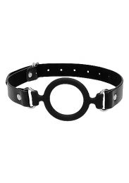 Ouch Silicone Ring Gag with Leather Straps Black